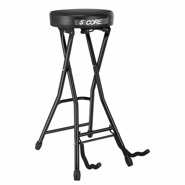 5 Core 5 Core Guitar Stool - w Comfortable Padded Seat - Foot Rest - Guitar Holder w 300 Lbs Capacity GSTOOL BLK